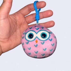 Pink Owl Plush Keychain
